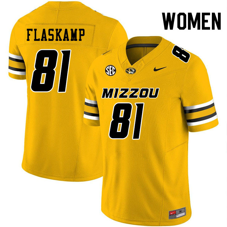 Women #81 Noah Flaskamp Missouri Tigers College Football Jerseys Stitched-Gold